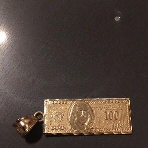 10k solid hundred dollar bill pendant